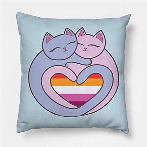 Lesbian Pillows - Lesbian Flag Heart Cats Kawaii Pillow TP1503