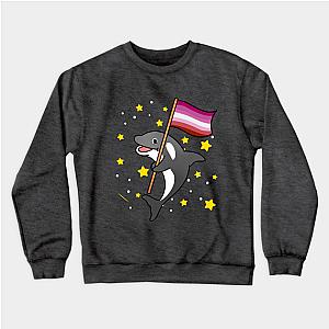 Lesbian Sweatshirts - Lesbian Orca With Lesbian Pride Flag Sweatshirt TP1503