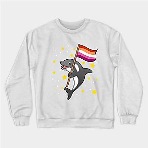 Lesbian Sweatshirts - Orca With Orange Pink Lesbian Pride Flag Sweatshirt TP1503