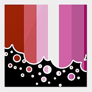 Lesbian Posters - Lesbian Pride Flag Falling Bubbles Silhouette on Black Poster TP1503