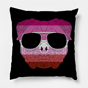 Lesbian Pillows - Pug Dog Face Gay Pride Lesbian Rainbow Flag with Sunglasses Pillow TP1503