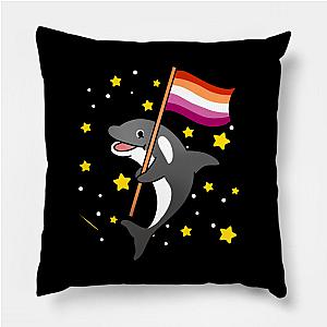 Lesbian Pillows - Orca With Orange Pink Lesbian Pride Flag Pillow TP1503