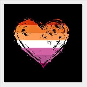 Lesbian Posters - Lesbian Pride Heart Flag Poster TP1503