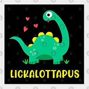 Lesbian Posters - Lesbian - Lickalottapus with cute green dinosaur Design Poster TP1503