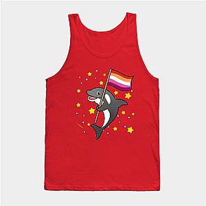 Lesbian Tank Tops - Orca With Orange Pink Lesbian Pride Flag Tank Top TP1503