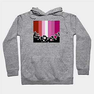 Lesbian Hoodies - Lesbian Pride Flag Falling Bubbles Silhouette on Black Hoodie TP1503