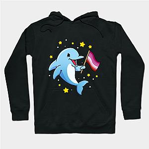 Lesbian Hoodies - Lesbian Dolphin Lesbian Pride Hoodie TP1503