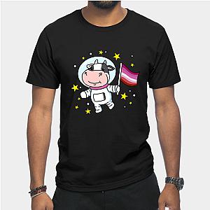 Lesbian T-Shirts - Lesbian Cow In Space Lesbian T-Shirt TP1503