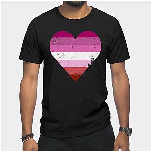 Lesbian T-Shirts - Lesbian Pride Heart Flag T-Shirt TP1503