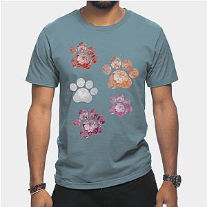 Lesbian T-Shirts - Subtle Floral Paw Prints Flag T-Shirt TP1503