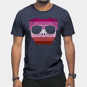 Lesbian T-Shirts - Pug Dog Face Gay Pride Lesbian Rainbow Flag with Sunglasses T-Shirt TP1503