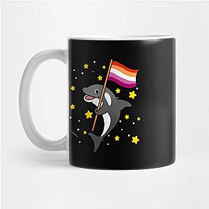 Lesbian Mugs- Orca With Orange Pink Lesbian Pride Flag Mug TP1503