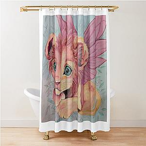 Peppermint Fairy Lion Cub Shower Curtain