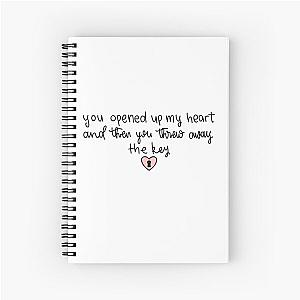 You opened up my heart and threw away the key quote from song Strip That Down by Liam Payne digital lettering Spiral Notebook