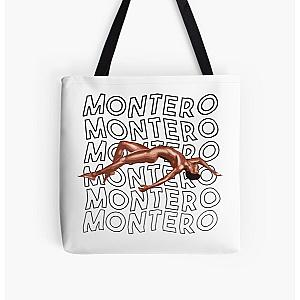 Lil Nas X Bags - Lil nas X - Montero Text Black Version  All Over Print Tote Bag RB2103