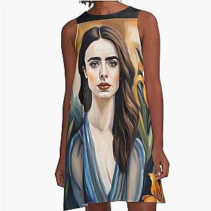 Emily in Paris Lily Collins with Lily flowers A-Line Dress