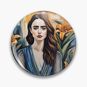 Emily in Paris Lily Collins picture with Lily flowers Pin