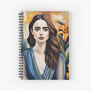 Emily in Paris Lily Collins picture with lily flowers spiral notebook