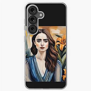 Emily in Paris Lily Collins picture with Lily flowers Samsung Galaxy Case