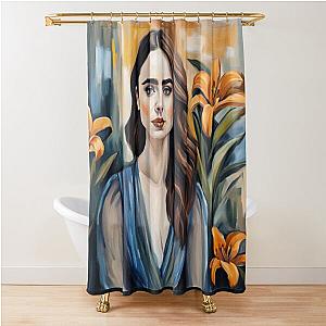 Emily in Paris Lily Collins picture with Lily flowers Shower Curtain

Cleaned title:
Emily in Paris Lily Collins with flowers Shower Curtain