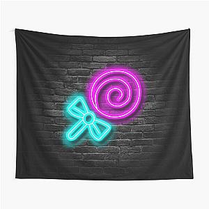 Neon Lollipop Sign (Brick Wall Background) Tapestry