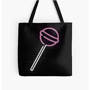 Vibrant Retro Neon Sign - Lollipop All Over Print Tote Bag