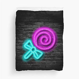 Neon Lollipop Sign (Brick Wall Background) Duvet Cover