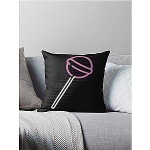 Vibrant Retro Neon Sign - Lollipop Throw Pillow