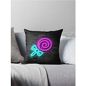 Neon Lollipop Sign (Brick Wall Background) Throw Pillow