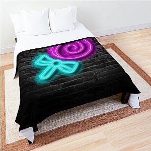 Neon Lollipop Sign (Brick Wall Background) Comforter