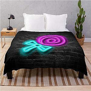 Neon Lollipop Sign (Brick Wall Background) Throw Blanket