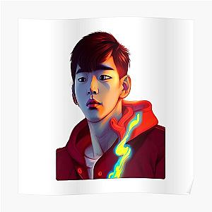 Lookism Posters - LOOKISM Kpop-red hoodie semi-realistic illustration Poster RB2112