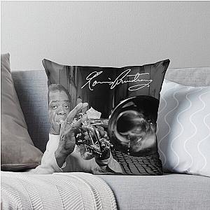 Louis Armstrong on a sidewalk in Lisbon Throw Pillow