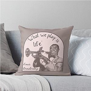 Louis Armstrong Portrait Quote Throw Pillow