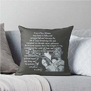 Louis Armstrong Portrait Quote Throw Pillow