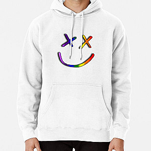 Louis Tomlinson Hoodies - Louis Tomlinson Rainbow Smiley 2 - White Pullover Hoodie RB0308