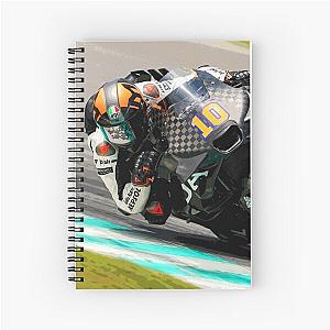 Luca Marini racing his 2024 MotoGP Motorcycle in the corners Abstract Spiral Notebook