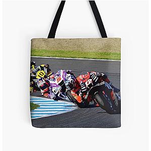 Maverick Viñales, Johann Zarco, Luca Marini, Fabio Quartararo racing during the 2022 Japanese GP Tote Bag