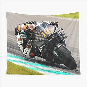 Luca Marini racing his 2024 MotoGP in the corners tapestry