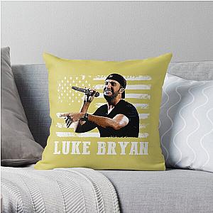 Retro American Flag Luke Bryan Music Legend Throw Pillow RB0208