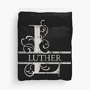 Luther Name - Wood Style  Monogram Letter L The Luther Name Gift For Luther Duvet Cover