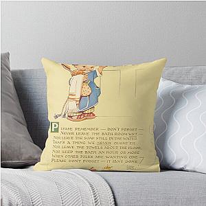 Bathroom Rules Mabel Lucie Attwell Throw Pillow