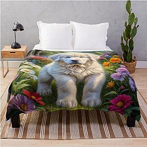 Mabel Great Pyrenees Puppy Portrait Painting Blanket