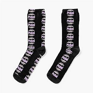 Purple Flower Mabel Label Black Socks