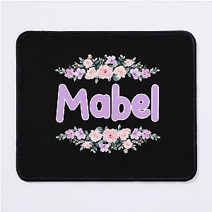 Purple Flower Mabel Name Label Mouse Pad Black