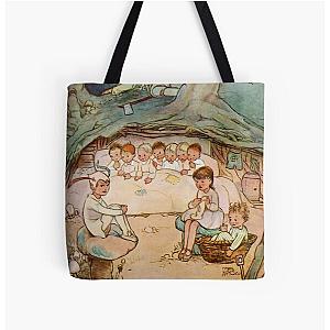 The House Under the Ground Peter Pan Wendy Mabel Lucie Attwell All Over Print Tote Bag