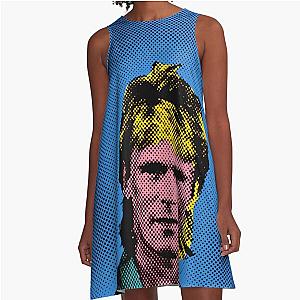 Pop Art A-Line Dress in Blue Background