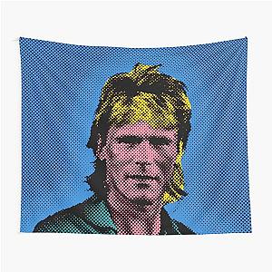 Pop Art MacGyver Tapestry in Blue Background