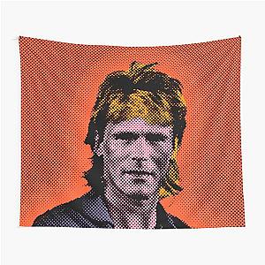 Pop Art MacGyver in Orange Background Tapestry