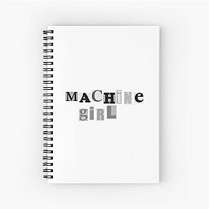 machine girl newspaper font (b&w) Spiral Notebook